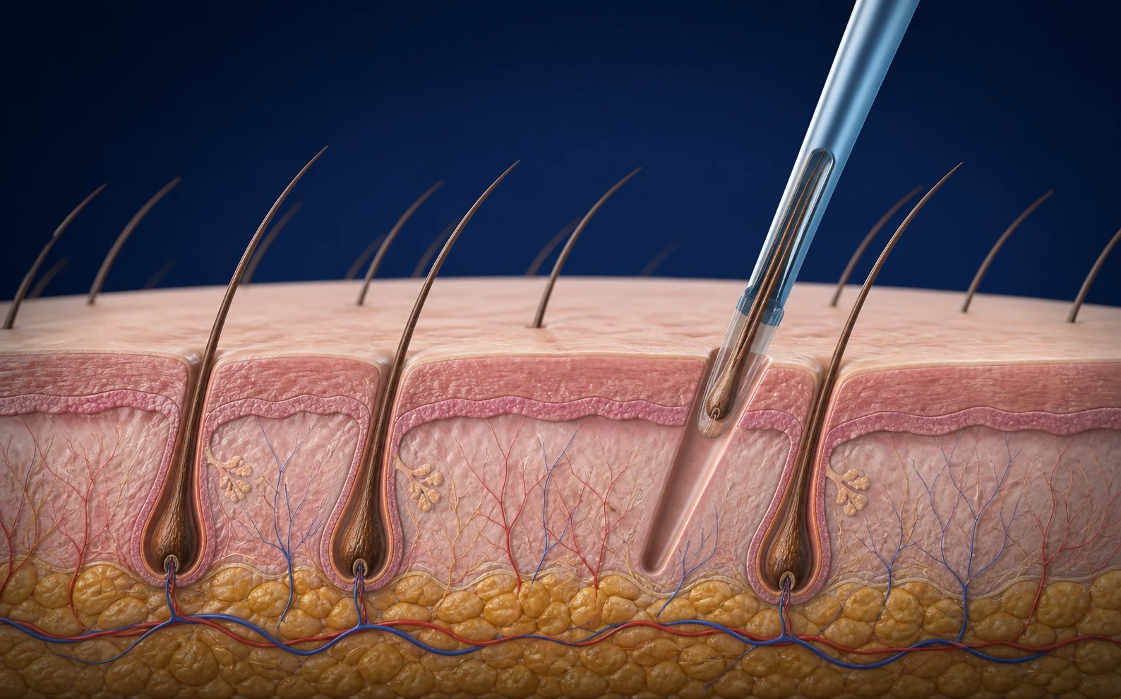 Medizinische Visualisierung eines Haarfollikels in einem vorbereiteten Empfängerkanal